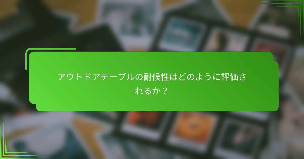 アウトドアテーブルの耐候性はどのように評価されるか？