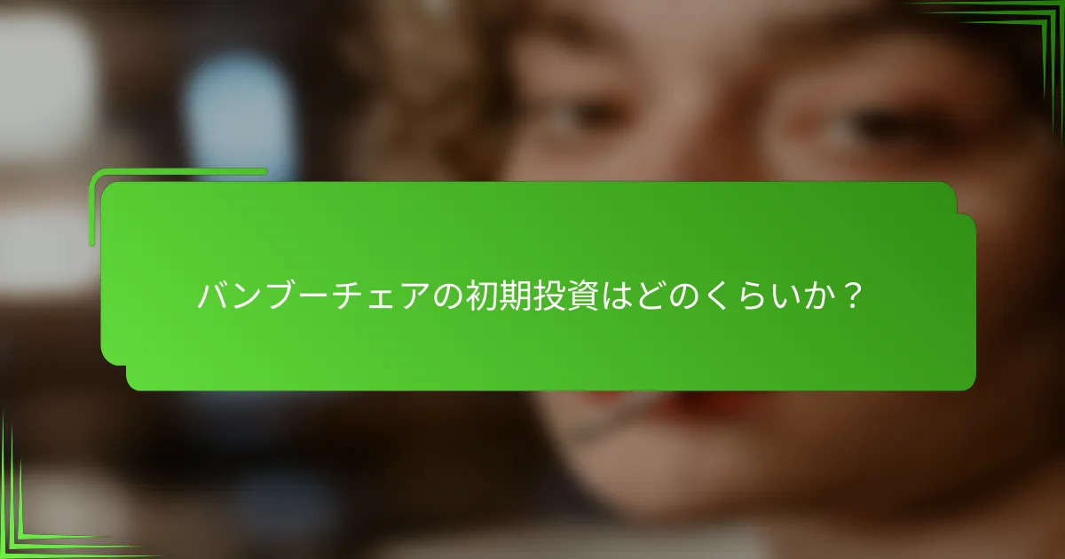 バンブーチェアの初期投資はどのくらいか?