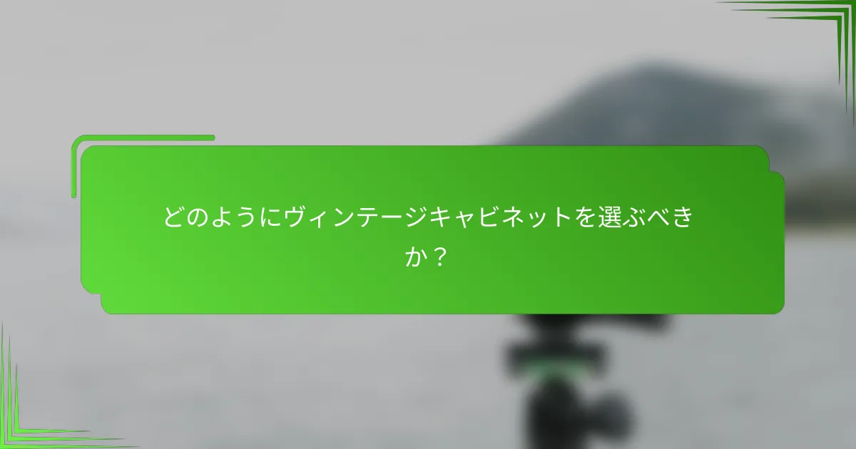 どのようにヴィンテージキャビネットを選ぶべきか?