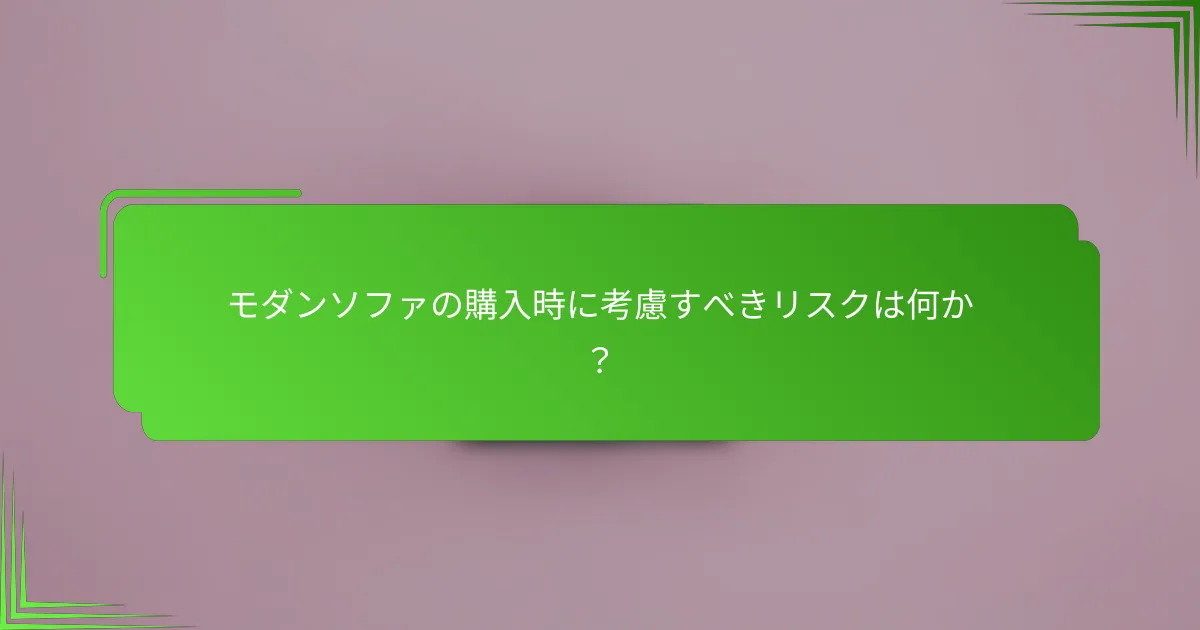 モダンソファの購入時に考慮すべきリスクは何か？